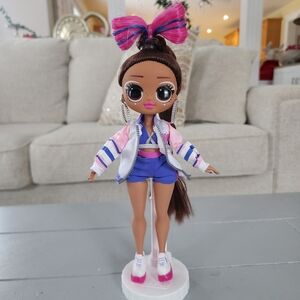 Fashion Doll in Pink & Purple Athletic Outfit